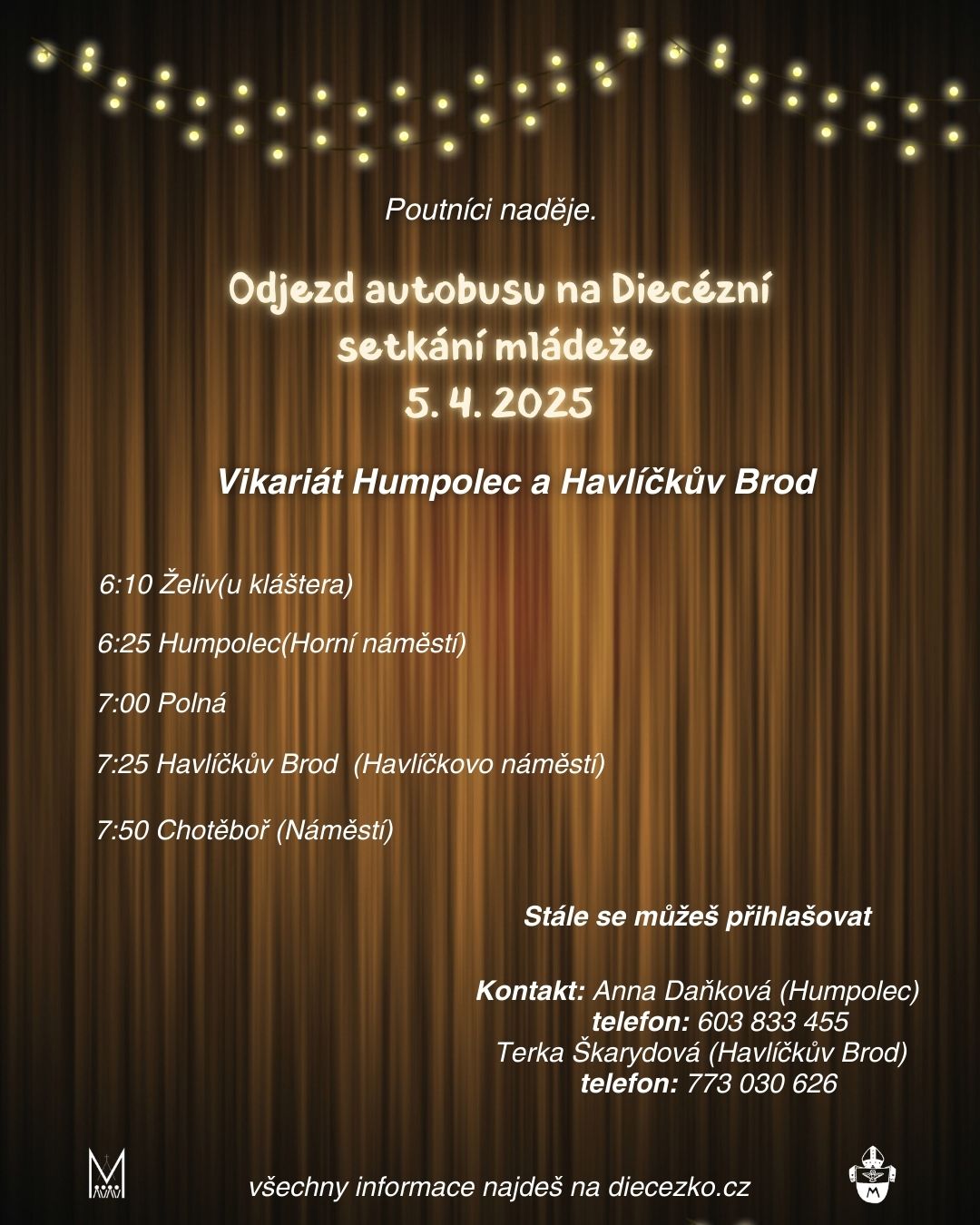 Plakátek s informacemi o společné dopravě.