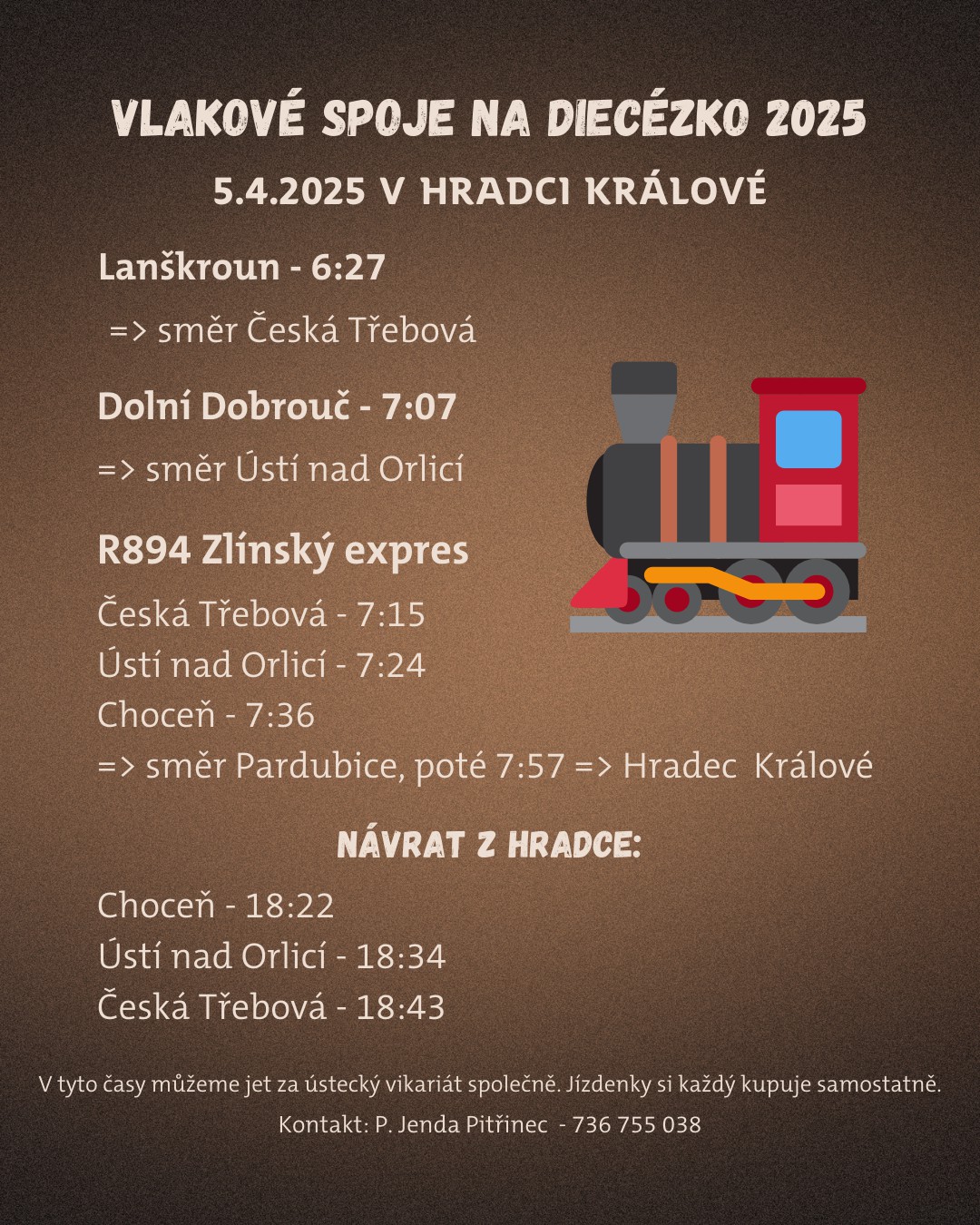 Plakátek s informacemi o společné dopravě.